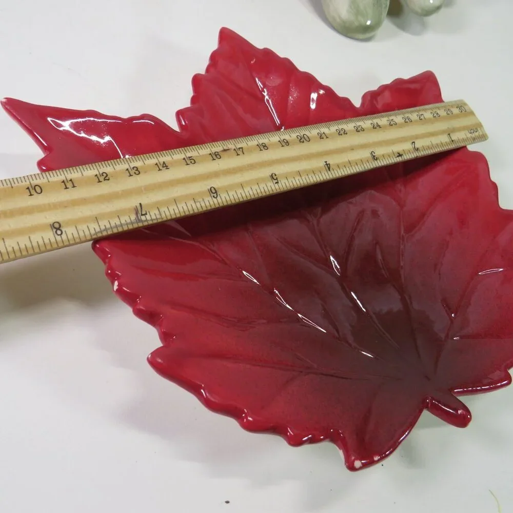 Ceramic (2) Leaf Plates Leaves Trinket Dish Fall Autumn Decor